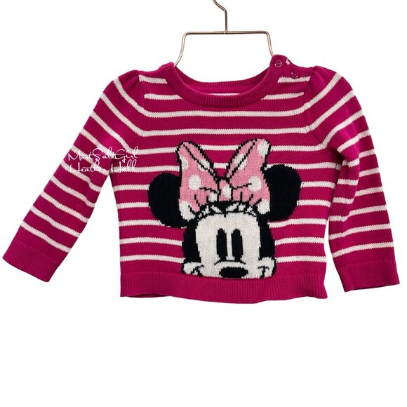 Disney Baby Gap Minnie Mouse Striped Cotton Knit Sweater 18-24 Months - Picture 1 of 4